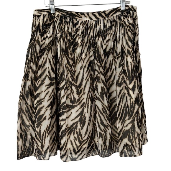 NWT Talbots Tiger Animal Print Cotton Fit & Flare Midi Skirt Women’s Size 14P - Picture 2 of 6